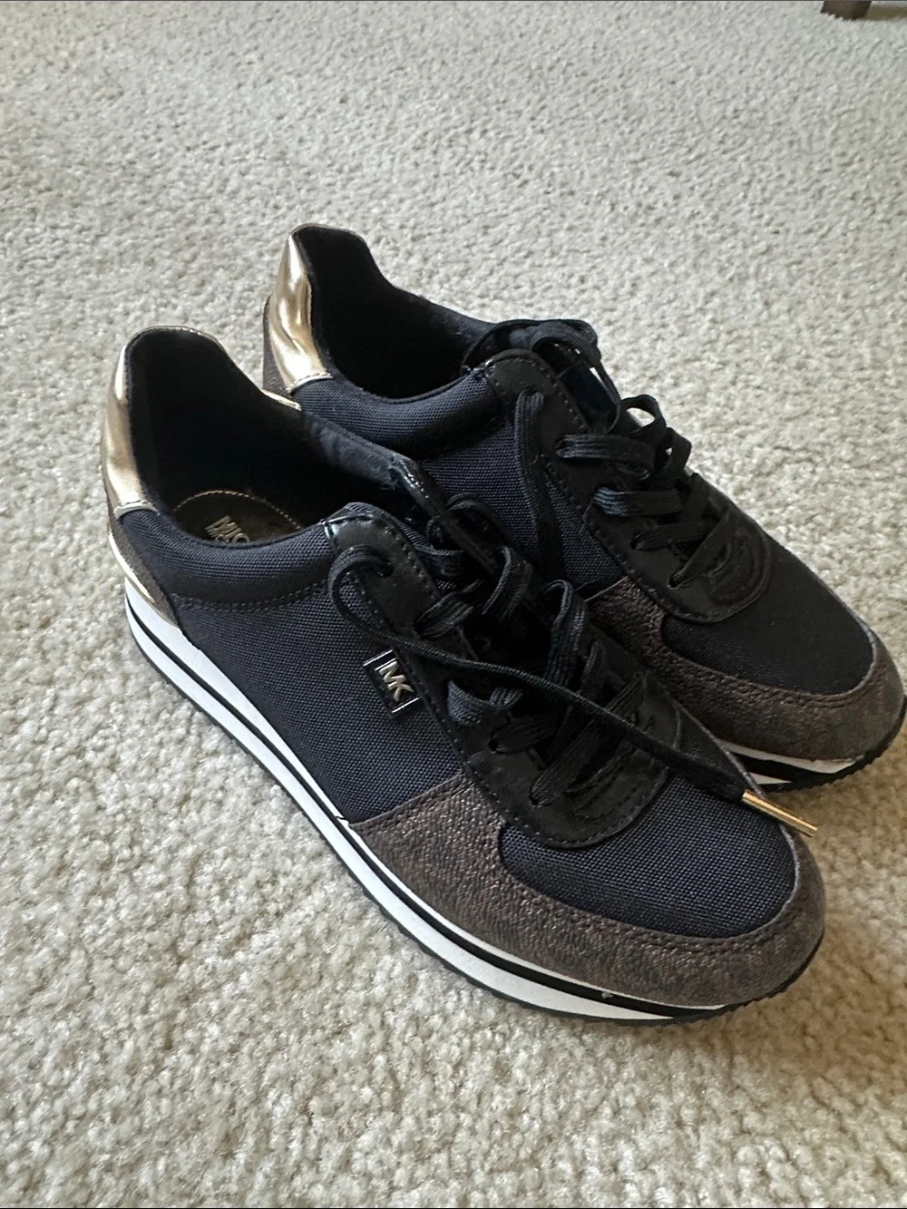 Michael Kors Black Sneakers with Gold Heel Detail